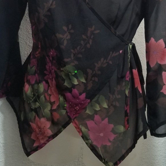 Rockmans 3/4 Sleeve Floral Print Blouse/Wrap/Top - Picture 3 of 8